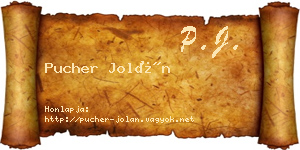 Pucher Jolán névjegykártya